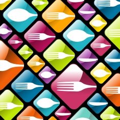 Cutlery glassy icons background