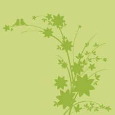 Calm Spring Floral Silhouette With Love Birds N2