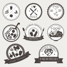 Vector set of vegetables icons in vintage colors