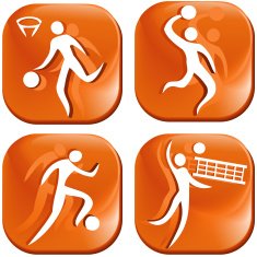 Four orange sport icons