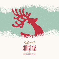 reindeer merry christmas snowy background N2