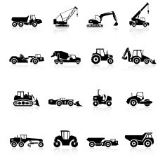 Road Construction Vehicles Silhouette - Black Series