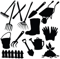 Vector silhouette of garden supplies N2