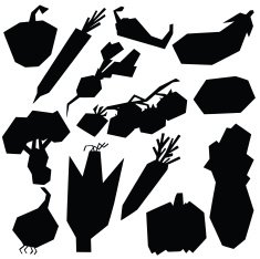 Vector silhouette of geometric vegetables