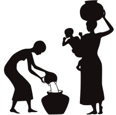 African Women gathering water N2
