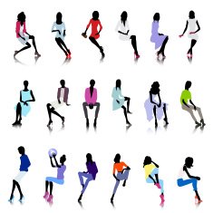 Set of sitting women-colored N2
