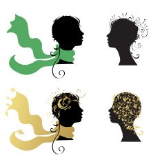 Beautiful woman head silhouette for your design N2