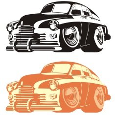 Vector cartoon retro car N3