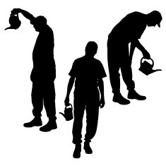 Vector silhouette of gardener N6