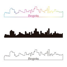 Bogota skyline linear style with rainbow