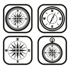 Compass icon - four variations