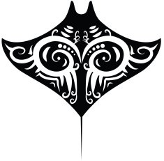 Manta Ray Line Tribal Silhouette