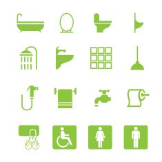 Bathroom Green Silhouette Icons