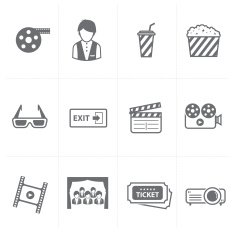 cinema and theater icons set