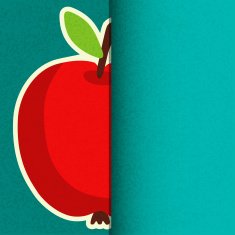Card with apple on grunge background and space for text N2