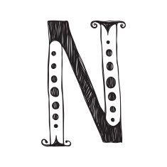 The vintage style letter N