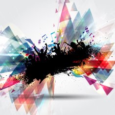 Grunge party people on abstract background