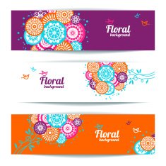 Banners of abstract floral background N2