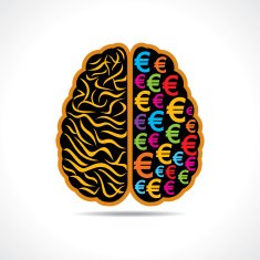 Conceptual idea silhouette image of brain with euro symbol