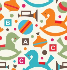 Decorative seamless pattern with toys