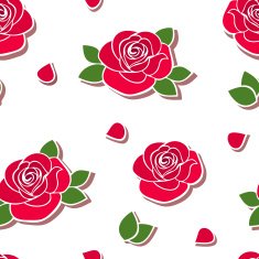 Seamless background with red roses Vector illustration