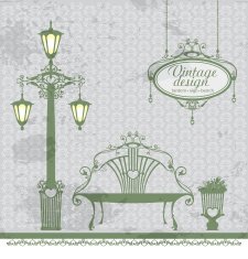 Street light garden bench flower bed N2