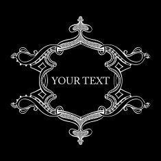Black And White Ornate Heraldic Art Deco Quad