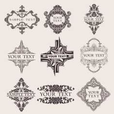Set Of Nine Ornate Banner Text Quad
