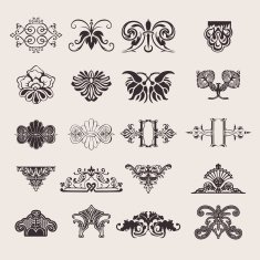 Set Of 20 One Color Ornate Design Elements