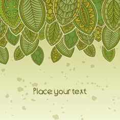 Abstract background of green leaf on top with a banner
