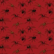 Spiders on red background seamless pattern