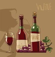 Bottles and glass of red wine