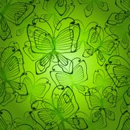 Green butterflies seamless patten
