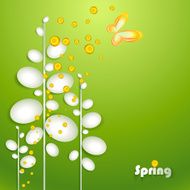 Abstract paper plants with butterfly