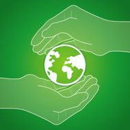 Vector ecology concept - hands holding globe icon