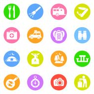 Camping icons in color
