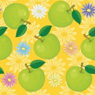 Seamless background flowers and apples