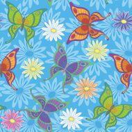 Seamless background flowers and butterflies