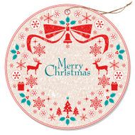 Christmas wreath tag on knitted texture