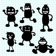 Kids silhouette hand writing cartoon N2