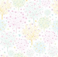 Blossoming Trees Seamless Pattern Background