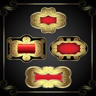 Gold red labels