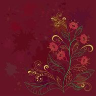 Background with contours flowers N2