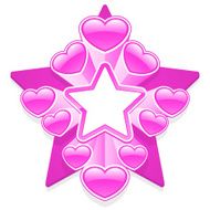 pink star frame with shiny hearts