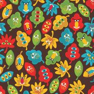 Seamless pattern with monsters leaves