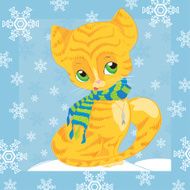 Winter cat with scarf