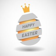White Happy Easter Egg ribbon and golden egg