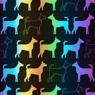 Bright spectrum seamless pattern of dog silhouettes