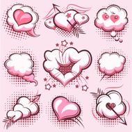 Comic elements for Valentines Day with explosions hearts and arrows N2