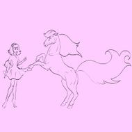 doll beautiful girl and the horse reared